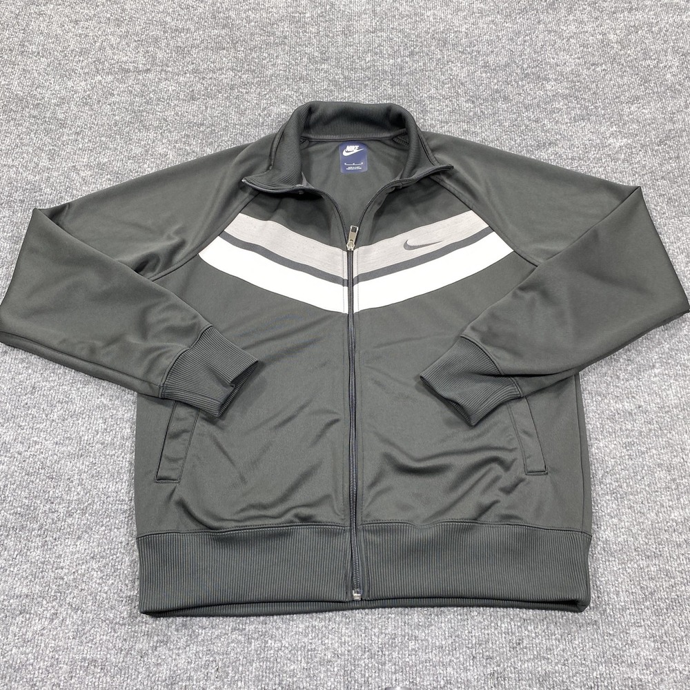 Nike Jacket Mens Medium Black Windbreaker Full Zip Collared Pockets Lightweight